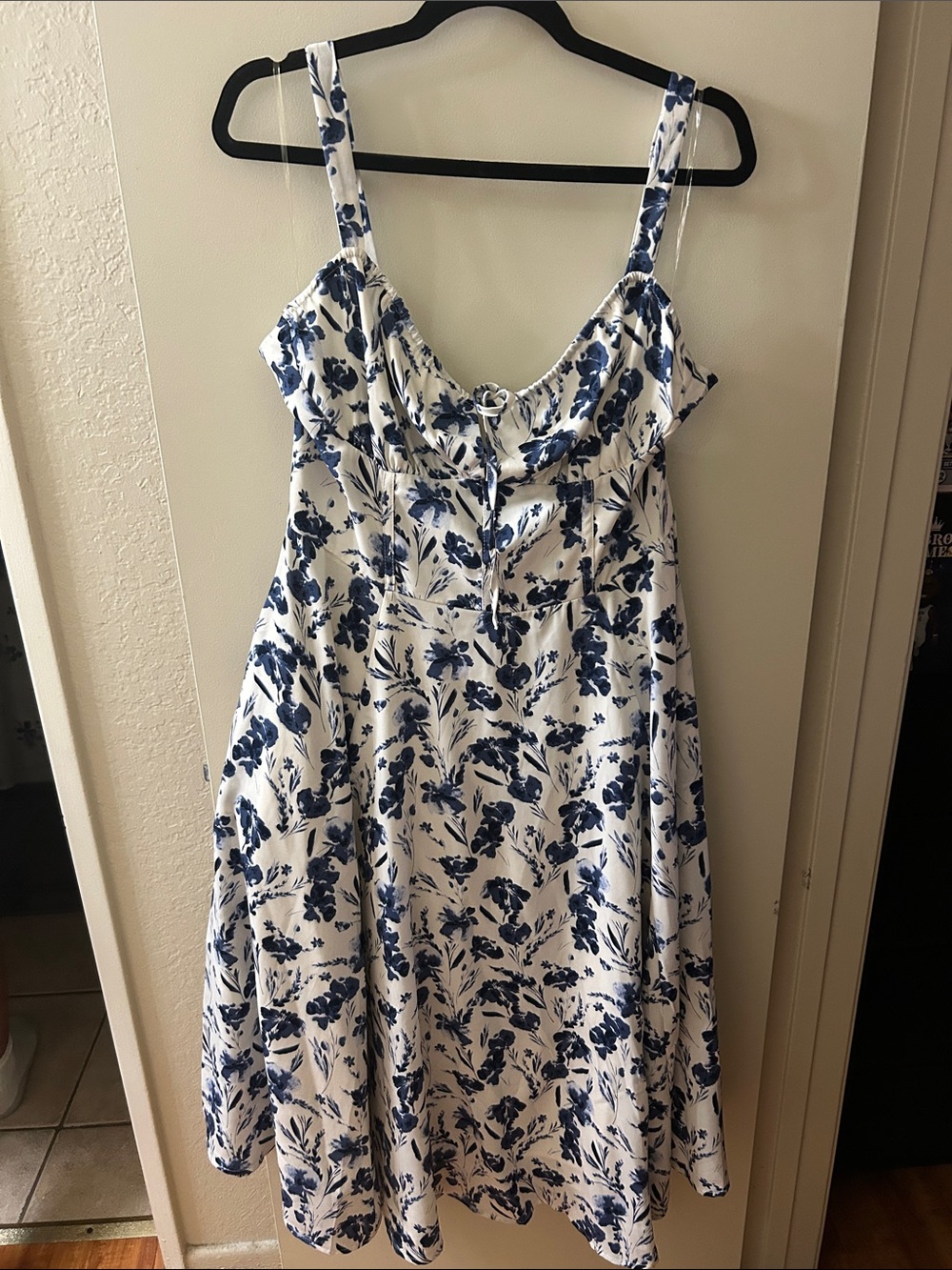 Blush White and Blue Floral Sundress